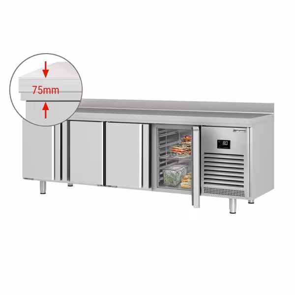 Kühltisch Premium PLUS - 2452x600mm - mit 4 Türen - mit Aufkantung