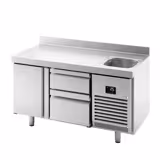 Table réfrigérée Premium PLUS - 1468x600 mm - avec 1 bac, 1 porte & 2 tiroirs - avec dosseret