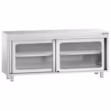Edelstahl Arbeitsschrank PREMIUM - 1800x700mm - mit Glasschiebetür
