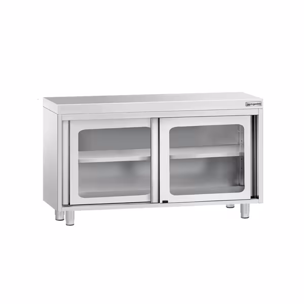 Tavolo armadiato in acciaio inox PREMIUM - 1200x600mm - con 2 porte scorrevoli