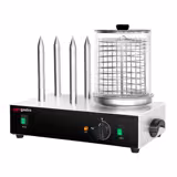 Hot Dog Steamer / Würstchenwärmer - 1,1 kW - mit 4 Heizdornen für Brötchen