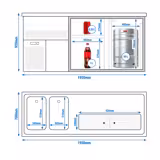 منضدة البار PREMIUM PLUS - 1950x700mm - 1 باب زجاجي & 3 أدراج