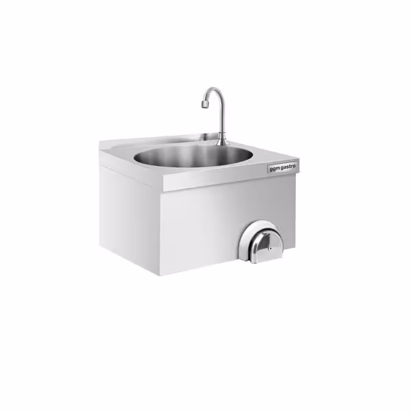 Handwaschbecken - Edelstahl - mit Kniebedienung (Kalt- & Warmwasseranschluss)