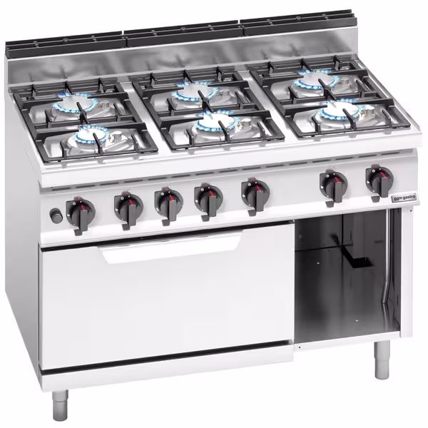 Plinski štednjak - 33,5 kW - 6 plamenika - Uklj. plinska pećnica - 7,8 kW