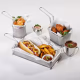 (6 pcs) Serving Basket - SNACKHOLDER - Stainless Steel - Round - Ø90mm - with 1 Handle
