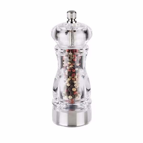 Acrylic Pepper Mill & Grinder CLEARGRIND – 150 mm - Carbon Steel Mechanism