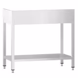 Paslanmaz Çelik Çalışma Tezgahı PREMIUM - 700x700mm - Taban Raflı - Sırtlı - Sağ Yan Sırtlı