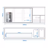 Comptoir de bar réfrigéré PREMIUM - 2500x700mm - 3 portes vitrées
