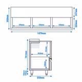 Flessenkoeler bovenlader - RVS - 445L - met 2 lades