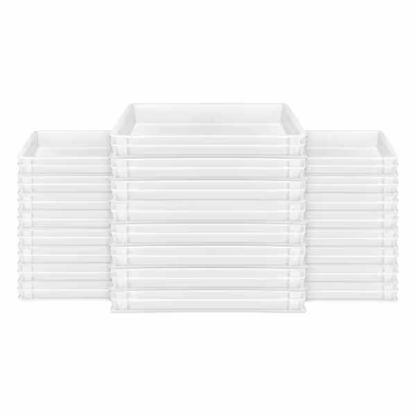 (24 stuks) Deegbakken - Euronorm 60x40cm - hoogte: 70mm - Polypropyleen (PP) - wit