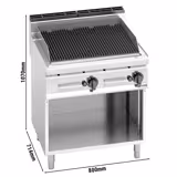 Commercial Lava Rock Chargrill LORENZO 700 - 13.8kW - Freestanding - Cast-Iron Cooking Grids - 714mm Deep