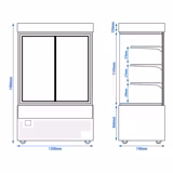 Vitrine Refrigerada - 950L - 1200mm - Vidro duplo - com 3 prateleiras - porta traseira deslizante - Preto