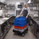 Transport Trolley for Dishwasher Baskets - 58x58cm - with 1 storage area - without handle
