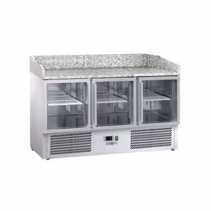 Rashladni pult za pripremu pizze ECO - 1400x700 mm - Sa 3 staklena vrata 