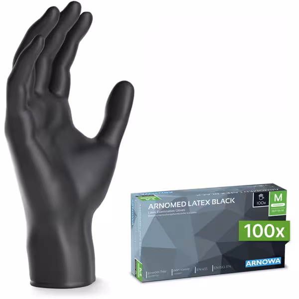 (10 stuks) ARNOWA | Wegwerp latex handschoenen - 100 stuks - Maat M - Zwart