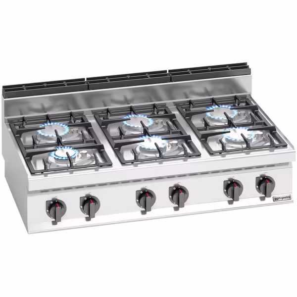 Gáztűzhely 6x főzőlap (33,5 kW) gyújtólánggal
