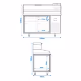 Ψυγείο Πάγκος Πίτσας Premium PLUS - 1490x700mm - με 4 συρτάρια - με ψυχόμενη βιτρίνα - 6x GN 1/4