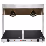 Warmhoudplaat met infrarood warmhoudbrug rvs - 1,07 kW - met 2 infrarood warmtelampen - met glazen beschermkap