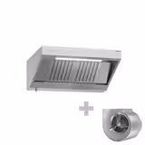 Wandafzuigkap RVS - 700mm diep - 1200mm - met motor - compleet - met standen snelheidsregelaar, 2 labyrintfilters en verlichting - 1500m³/u