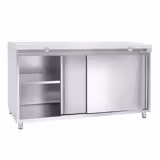 Edelstahl Arbeitsschrank PREMIUM - 1800x800mm - mit Schiebetür ohne Aufkantung inkl. Schneidplatte
