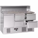 Saladette ECO - 1368 mm - 1 porta e 4 cassetti - con supporto in acciaio inox per 8x GN 1/6