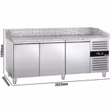Chladicí stůl na pizzu ECO - 2025x800 mm - se 3 dveřmi - se žulovou pracovní deskou