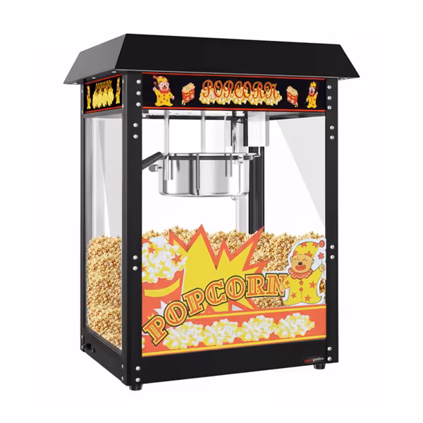 Popcornmachine - 1,50kW - 5,0kg/h - met 1 ketel - zwart