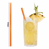 (50 pieces) – Reusable Glass Drinking Straws – 230 mm – Ø 8 mm – Neon Orange – Includes 1 Cleaning Brush