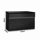 Banco cassa Serie TORONTO & con illuminazione LED esterna - 1500x880x900mm - Frontale Nero - Piano di lavoro in granito nero