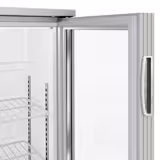 Barová lednice - 900 mm - 220 litrů - s 2 skleněnými křídlovými dveřmi - šedá - uzamykatelné dveře