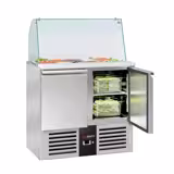 Saladette PREMIUM - 900mm - 2 deuren - met hoge glazen opzetstuk voor 2x GN 1/1 & 3x GN 1/6