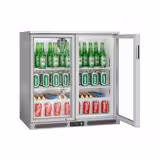 Bar refrigerator - 900mm - 220 litres - with 2 glass swing doors - Grey