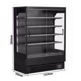 Supermarkt-Wandkoelmeubel - 1524mm - 693 liter - met 2 frameloze glazen schuifdeuren & 4 schappen - zwart