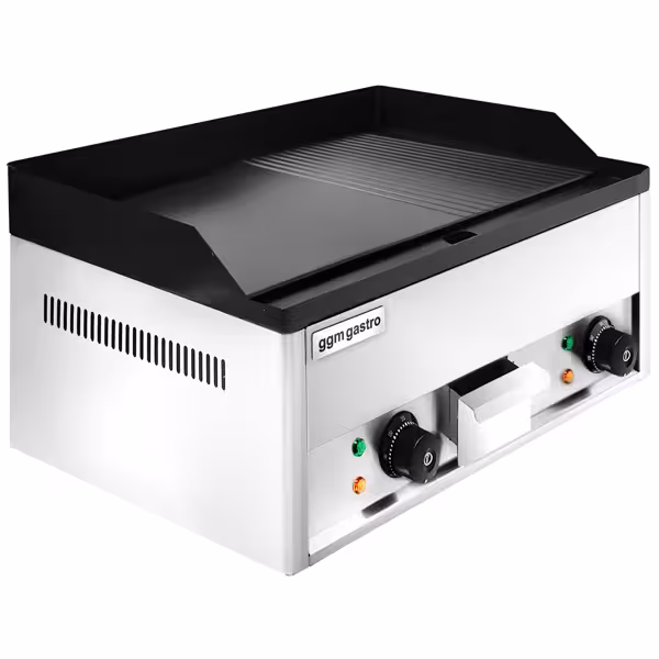 Plită electrică - 4.4 kW - Netedă și canelată - Suprafața de grătar: 600x335mm