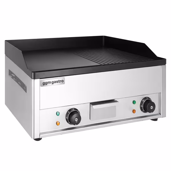 Płyta grillowa elektryczna - 4,4kW - Gładko-ryflowana - Powierzchnia: 600x335mm - nastawna