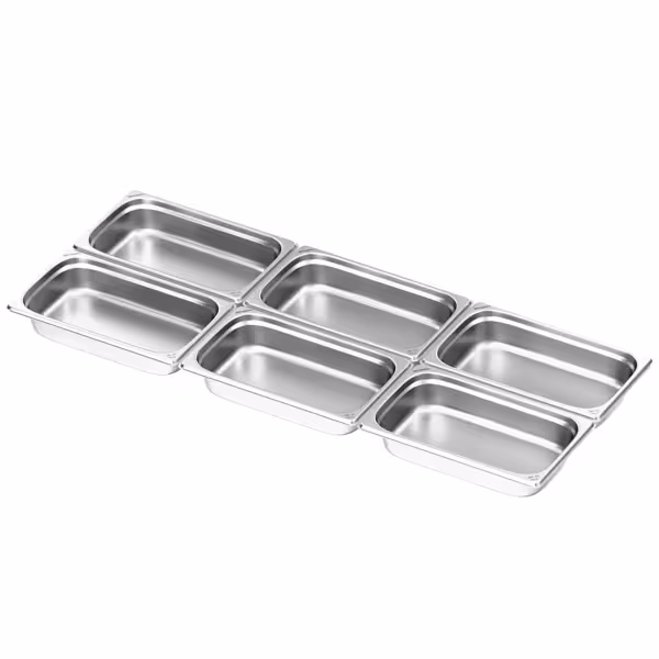 (6 uds) Cubeta GN 1/1 - acero inoxidable - Altura:100mm