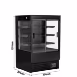 Duvar Tipi Soğuk Self Servis Teşhir Dolabı - 900mm - 287L - 2 cam sürgülü kapı & 3 Raf - Siyah