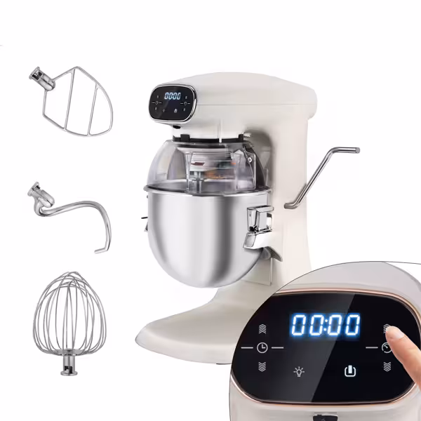 Planeetmenger - 12 liter - 880 Watt - met display, verlichting & 3 roeropzetstukken - Licht ivoor