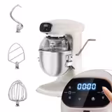 Planetenrührmaschine - 12 Liter - 880 Watt - mit Display, Beleuchtung & 3 Rühraufsätze - Hellelfenbein