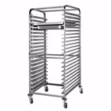 RVS regaalwagen - voor 18 dienbladen GN 1/1 of 18 dienbladen 60x40cm - met geluidsarme zwenkwielen