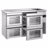 Barowy stół chłodniczy PREMIUM - 1550x700 mm - 4 szklane szuflady