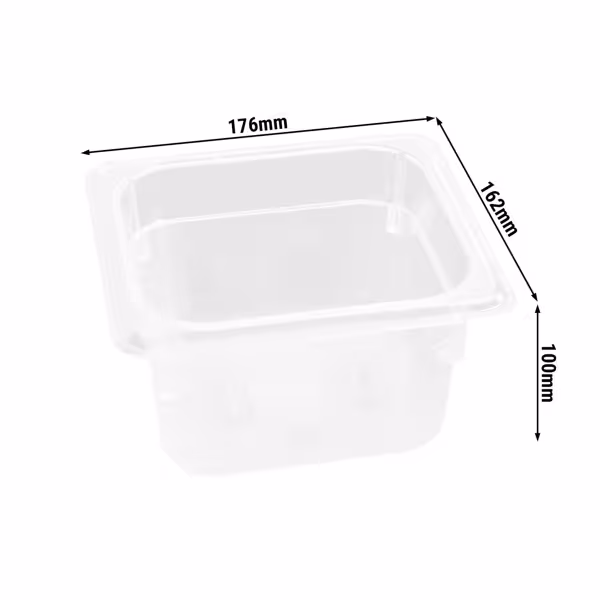 (12 stuks) Polycarbonaat GN-bak GN 1/6 - transparant - 1,5 liter - Diepte: 100mm
