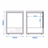 Mini vrieskast PREMIUM - RVS - 570mm - 95 liter - RVS deur