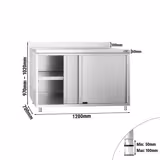 Mesa armario inox PREMIUM - 1200x700mm - con estante intermedio & con peto