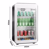 Minibar - 495mm - 113L - con 1 porta in vetro & illuminazione LED - Nero