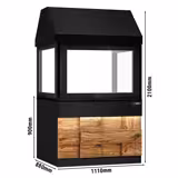 Houtskoolgrill TORONTO - 1110mm - houten front - met glas - glazen hitteschild - 2 grillroosters - zwart