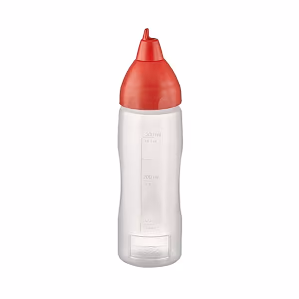 (6 pieces) Squeeze bottle - NON DRIP - PET - 350 ml - Ø 55mm - Screw cap Red