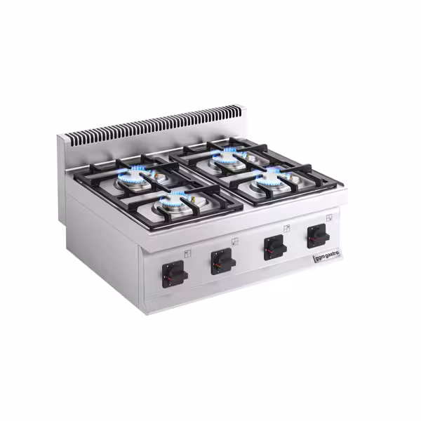 Cucina a gas professionale - MARIO 700 - 800x700x430mm - 23,0 kW - 4 fuochi - da banco