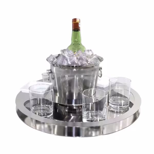 Champagnekoeler - Chroom - Ø 465mm - Hoogte: 180mm - hoogglans