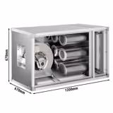 Système de purification d’air extrait avec moteur – 2 700 m³/h – taux de séparation 70 % – avec préfiltre et filtre à charbon actif